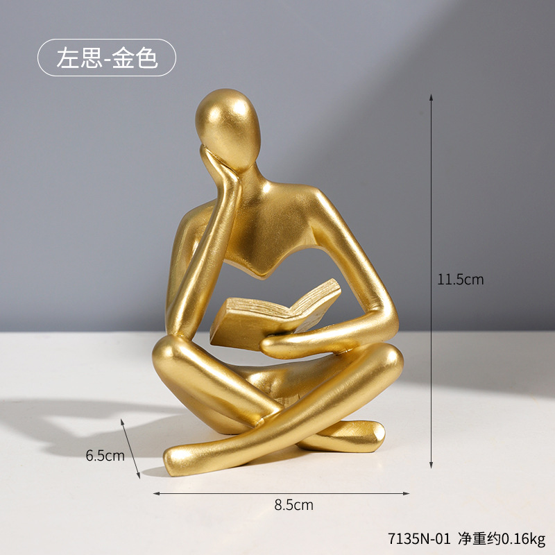  new creative abstract character reading thinker resin decoration living room model room light luxury decoration