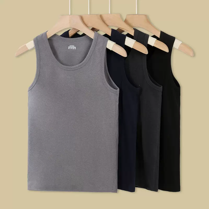 秋冬季男士德绒加条保暖背心加绒速热恒温马甲打底衫内穿磨毛