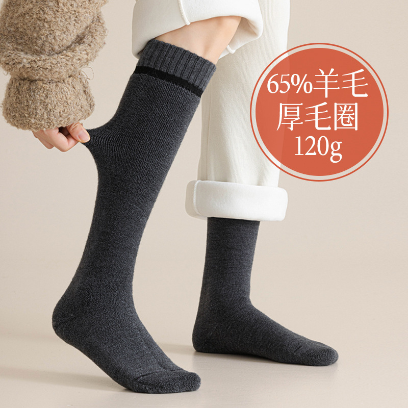65% Wool Thick Terry Stockings for Women in Winter, Zero-Degree Fever, Warm Base Layer, Not Bulky, Extended Calf 65% Wool Thick Terry Stockings for Women in Winter, Zero-Degree Fever, Warm Base Layer, Not Bulky, Extended Calf