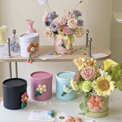 六一兒童節小號輕奢圓桶情人節鮮花插花抱抱桶花束包裝花袋花藝花