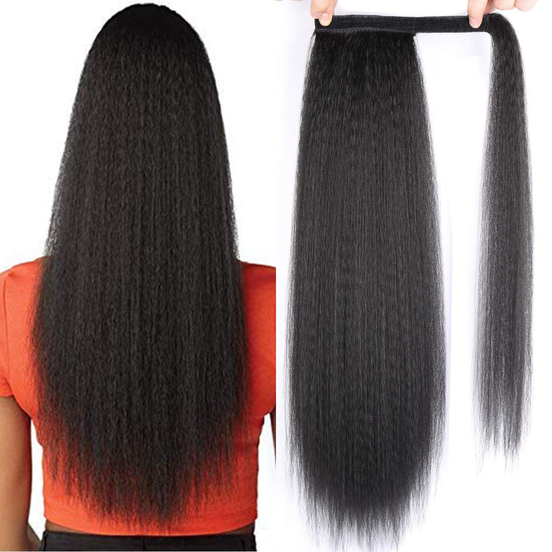 Velcro Corn Ironing Long Horsetail Yaki Smoke Ironing Wig Horsetail Micro Roll Fluffy Explosive Head ponytail