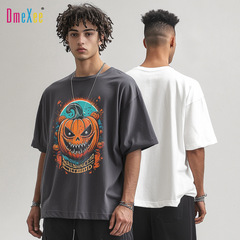 越境アマゾン人気商品 ハロウィン 200g純綿半袖 メンズ ゆったりラウンドネック カジュアルトップス Tシャツ