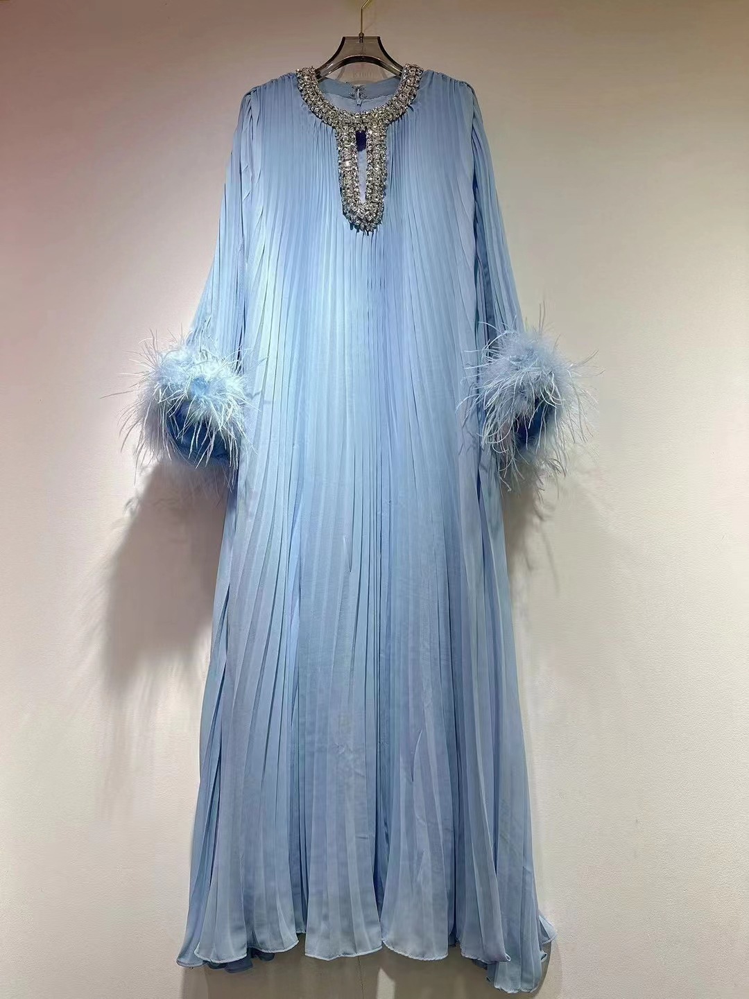 Women's Clothing Round Neck Light Luxury High end Celebrity Style Solid Color Dress_voghion.com