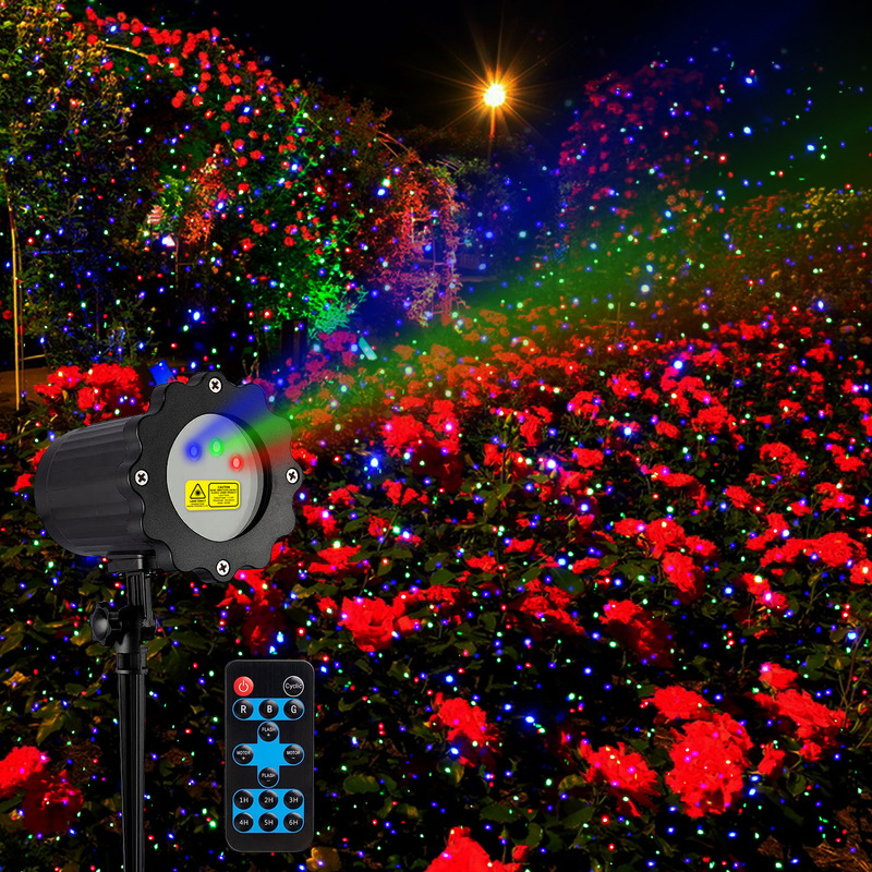 Red, Green and Blue Laser Light Color Starry Sky Remote Control Christmas and Halloween Day Decoration Projection Outdoor Lawn Tree Lighting