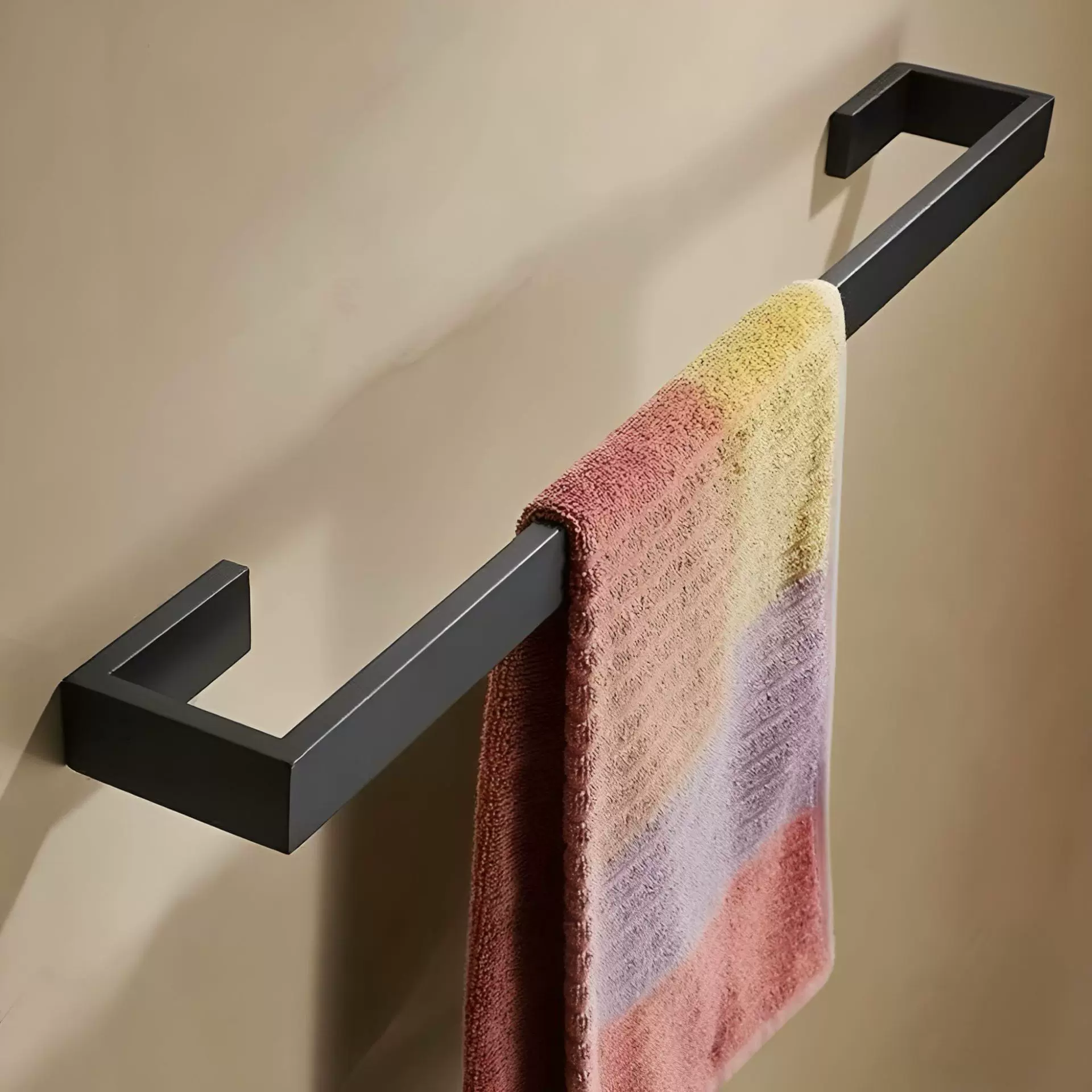 跨境不锈钢黑色套装浴室免钉毛巾单杆拉丝纸巾架衣钩亚马逊四件套