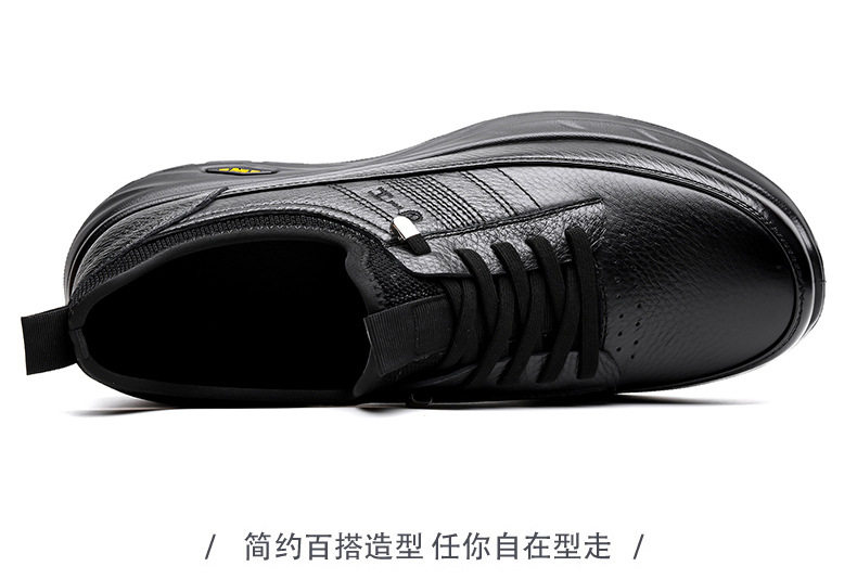 Giày lười nam da bò mũi tròn đế mềm chống trượt, giày da nam kiểu slip-on nhẹ thoáng khí — DT1805 Đen chi tiết 18