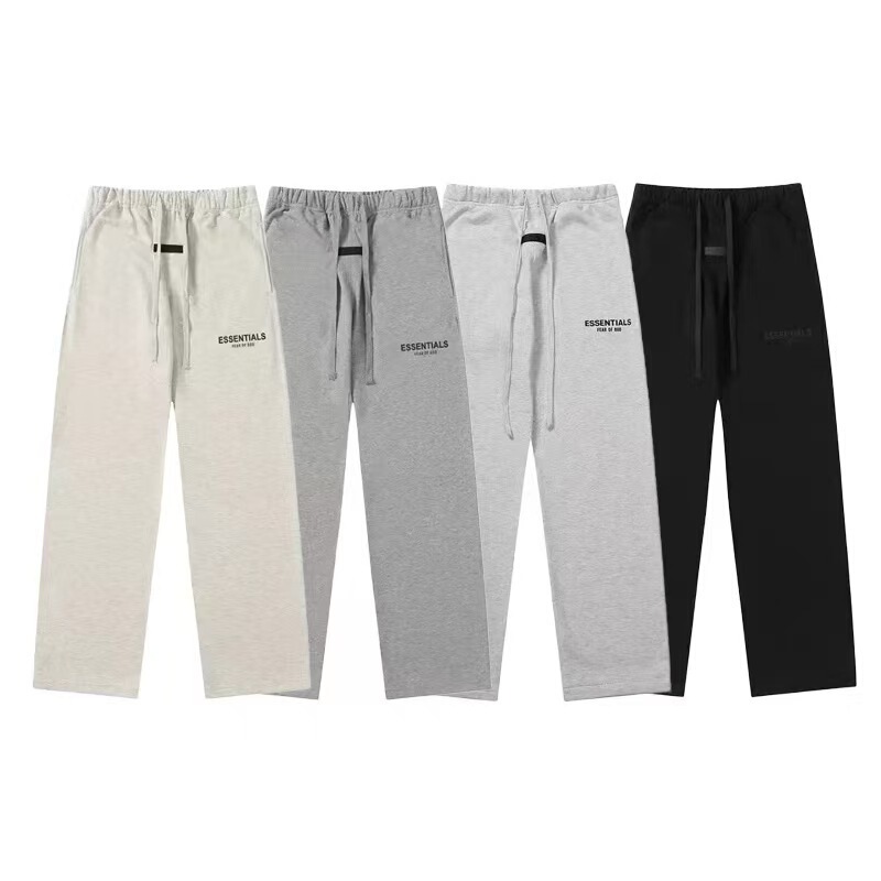 Trendy Brand Fog Essential New Letter Long Pants Men's Autumn and Winter Fleece Casual Loose Straight-Leg Casual Pants