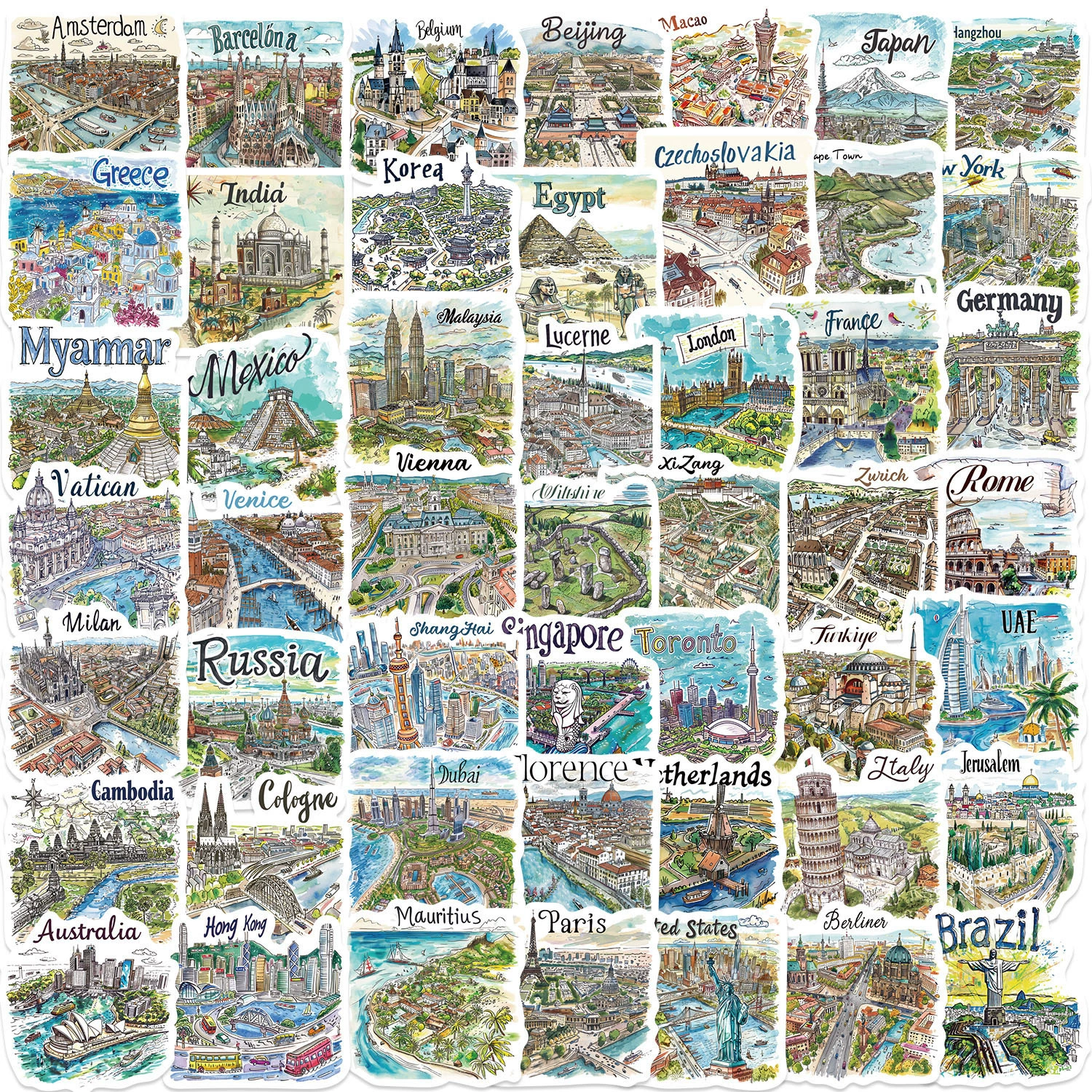 Карта, украшения, гитара, ноутбук, чемодан, водонепроницаемая коробка, водостойкая наклейка, наклейки, ручная роспись, граффити