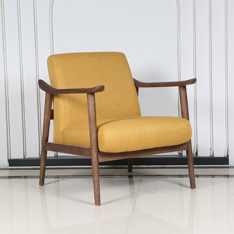 佛山工厂北欧实木椅 简约餐椅软包布艺靠背椅扶手书桌椅子咖啡椅