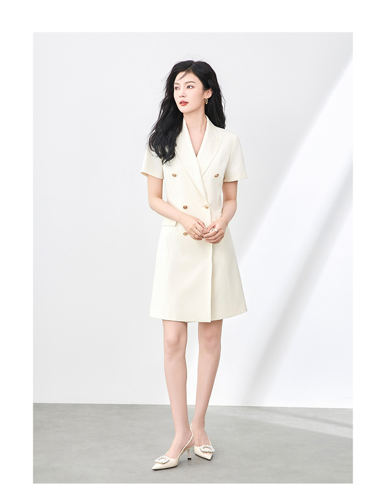 Đầm blazer nữ công sở ve áo hai bên ngực, eo thon gọn, dáng suông nhẹ — Màu xanh lục nhạt chi tiết 7