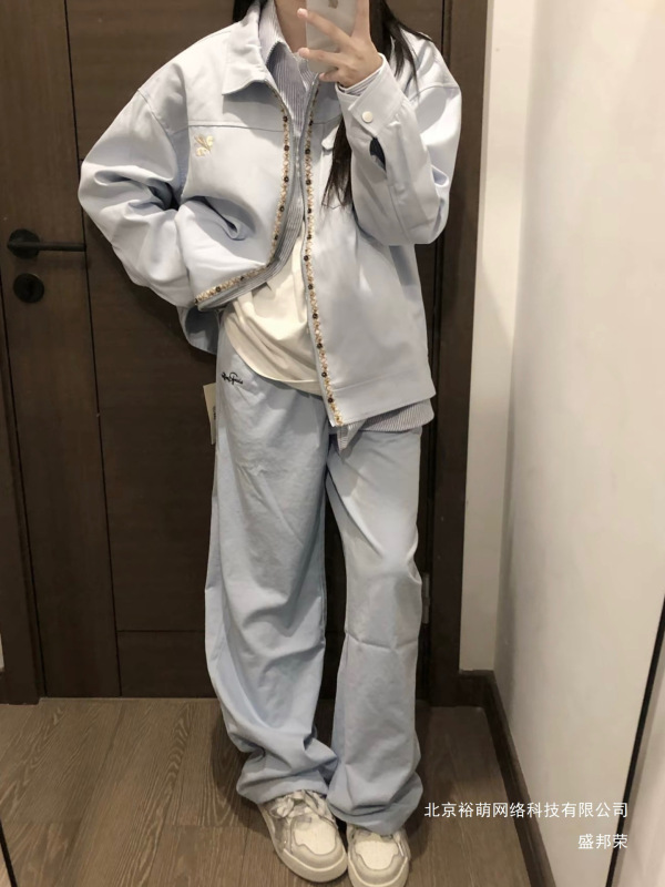厂家直销2025早秋新款高街刺绣翻领夹克外套女春秋感宽松情侣装|undefined