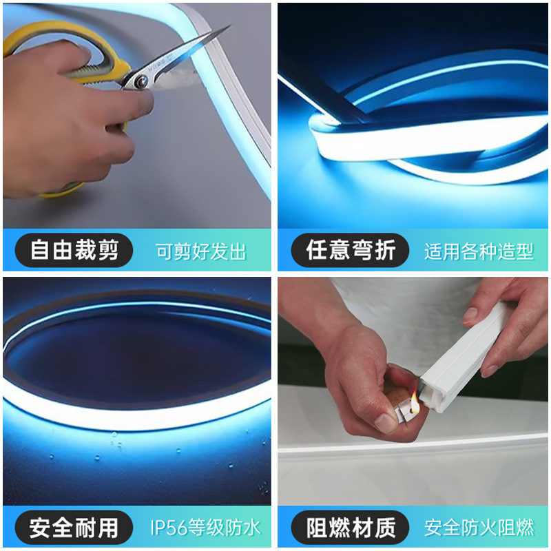 LED Silicone Strips for Built-in Living Room, Flexible Curved Shape Outdoor Waterproof Low Voltage Soft Line Lights