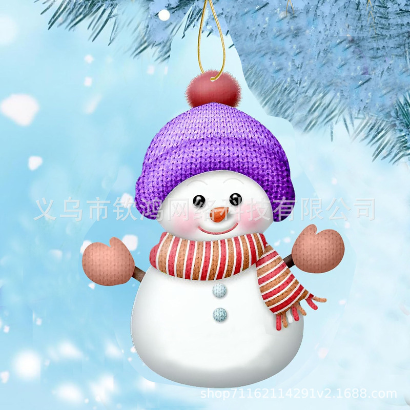 クロスボーダー個性クリスマス雪だるまアクリル2D平面吊り下げアクセサリー家庭パーティークリスマスツリー装飾ストラップ|undefined