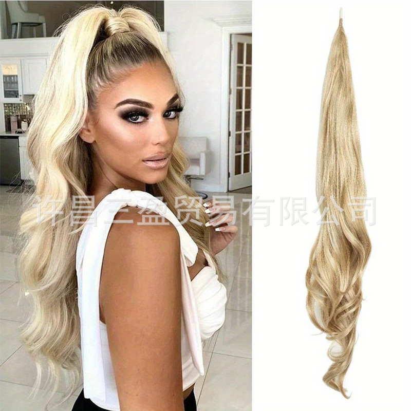 Iron Head Wrapable Big Wave Curly Ponytail Long Curly Ponytail Wig European and American Ponytail