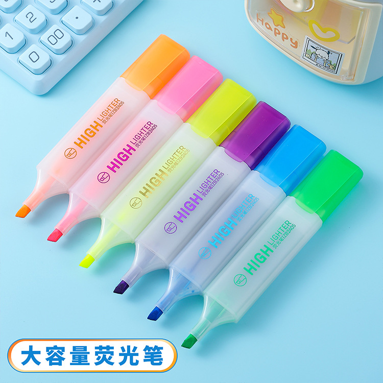 6 paquetes de resaltadores, marcadores de estudiantes, marcadores de color clave, bolígrafos de cuenta manual de gran capacidad, pinceles de pintura de graffiti