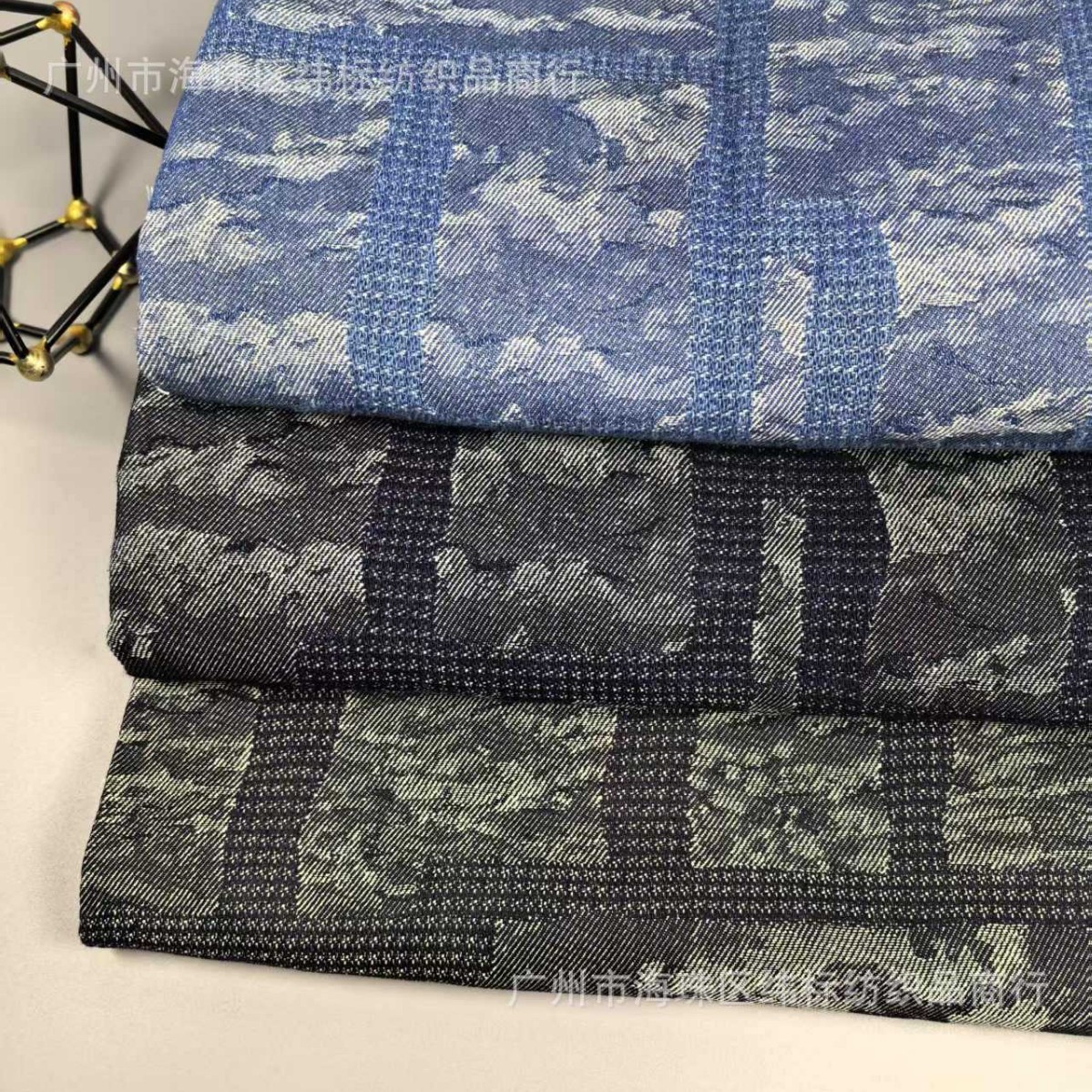 新款牛仔提花衬衫迷彩纯棉牛仔面料男装女装童装时尚潮牌diy手工