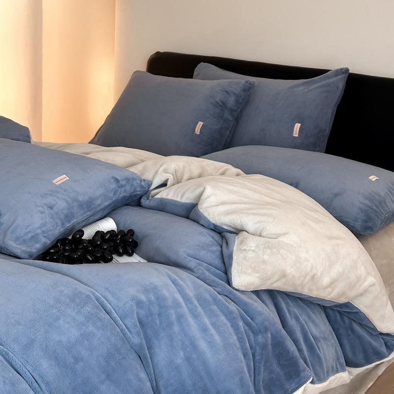 10A antibacteriano invierno leche cama de lana de cuatro piezas con cubierta de edredón caliente engrosada invierno invierno bebé cama de lana de coral