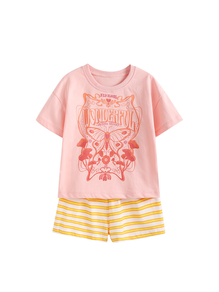 Malwee niñas transfronterizas de moda de verano nuevo estilo europeo y americano pantalones de mangas cortas para niños set de dos piezas set de ropa infantil