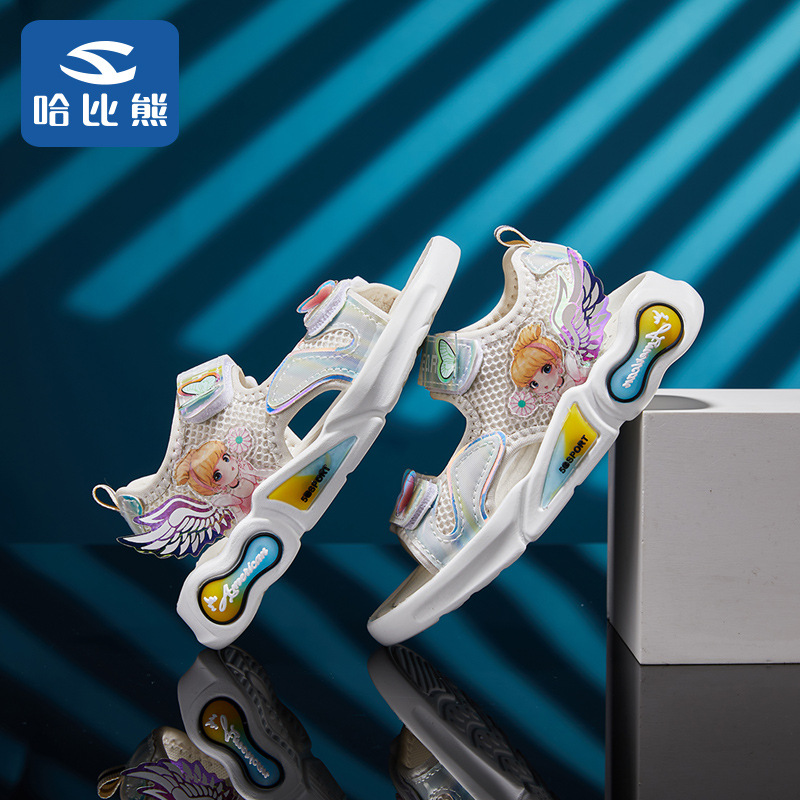 哈比熊童鞋2022夏季新款女童运动凉鞋小花仙女童沙滩潮鞋现货代发