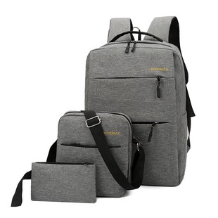 New Three-piece Schoolbag Foreign Trade Middle School Student Schoolbag Large Capacity Multi-function USB Charging Backpack Business Portable