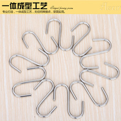 2F10個 加粗不鏽鋼掛鈎掛重物金屬S型鈎子大全廚房掛臘肉臘腸多用