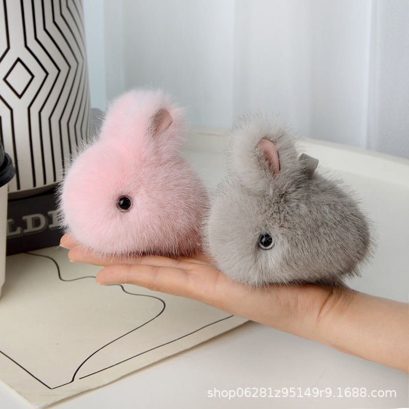 High-Quality Faux Fur Cute Mink Plush Pendant Accessory Mini Lying Rabbit Bag Charm Keychain High-Quality Faux Fur Cute Mink Plush Pendant Accessory Mini Lying Rabbit Bag Charm Keychain