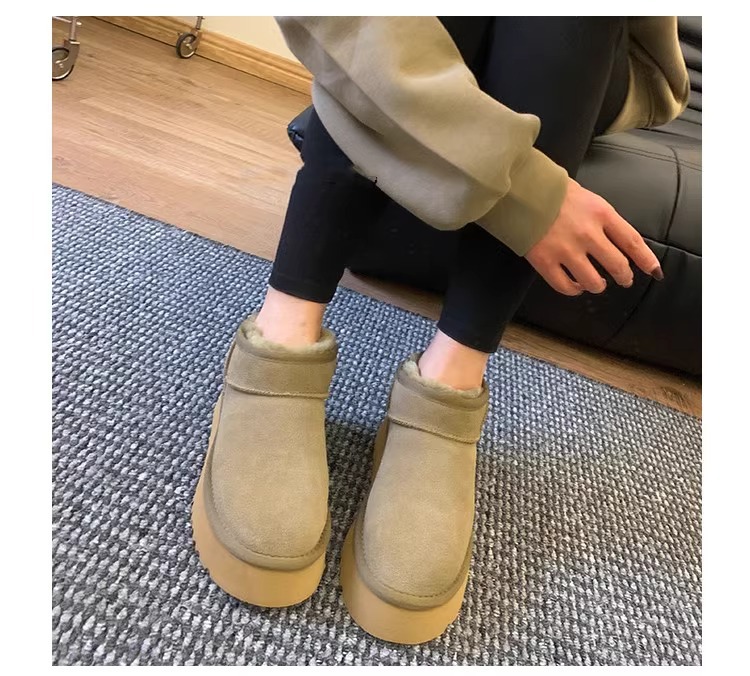 Women's Fur Lined Ankle Boots With Thick Platform Sole_voghion.com