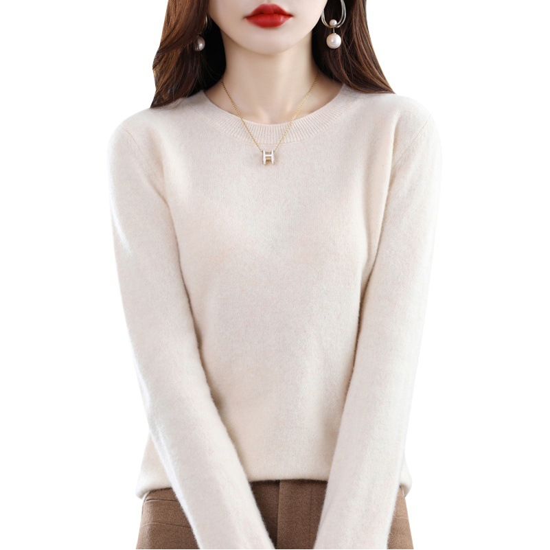 Suéter de lana nuevo para mujer, jersey de cuello redondo, top de punto holgado, informal y versátil. image 1