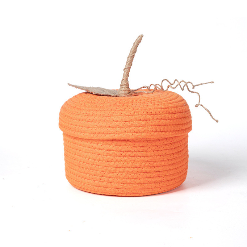 Amazon Halloween calabaza cesto de algodón tela de mano cesto de caramelo decoración de mesa cesto de almacenamiento