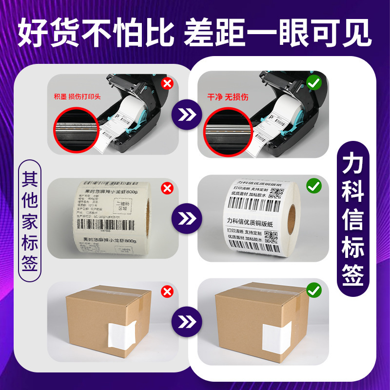 空白铜版纸不干胶标签单排双排条码打印纸物流快递单碳带标签贴纸|undefined