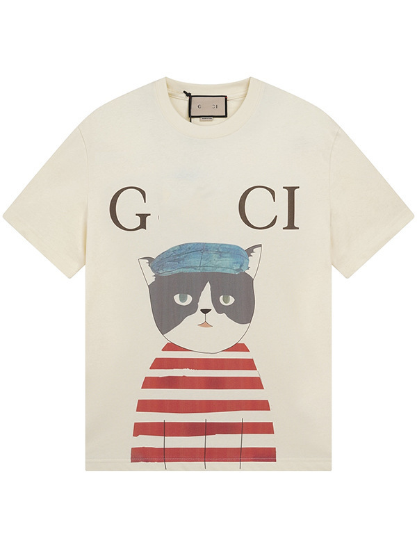 GU GU ハイバージョン クロスボーダー 25SS 新作 子犬 アニマル柄シリーズ プリント 半袖 Tシャツ カップル 万能|undefined