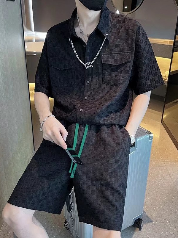 Traje de camiseta de verano para hombres, pantalones cortos de manga corta deportivos casuales de marca de moda, traje de dos piezas para hombres de moda con un conjunto de ropa, guapo