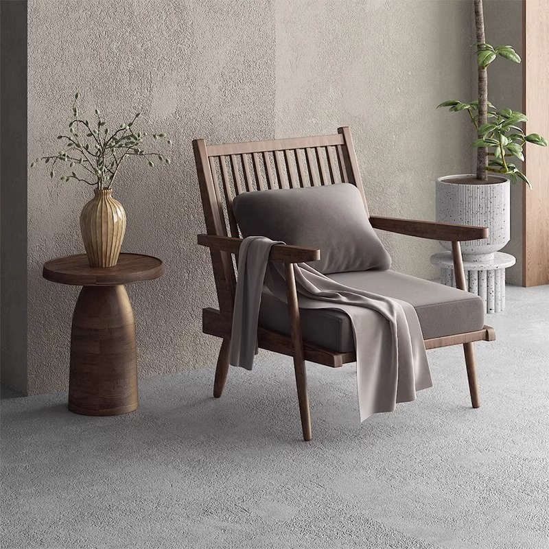 Jingfeng Outdoor Sofa Chair Solid Wood Sofa Chair Hotel B&B Lobby Sofa Chair Reception Chair Balcony Leisure Chair 4