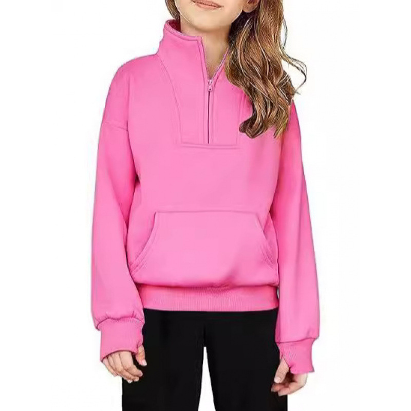 Boys and Girls Half Zipper Sweatshirt Fleece Zipper Pullover Sweatshirt Autumn Clothes Children Thumb Hole Boys and Girls Half Zipper Sweatshirt Fleece Zipper Pullover Sweatshirt Autumn Clothes Children Thumb Hole