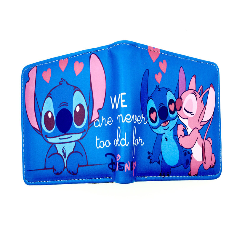 De dibujos animados lindo puntada corto cartera anime azul orejas largas puntada estrella bebé pu Cartera de cuero