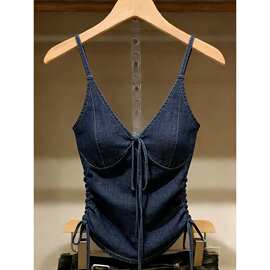 外穿吊带欧美牛仔绝美背心新款休闲无袖简约上衣小众纯欲打底衫女