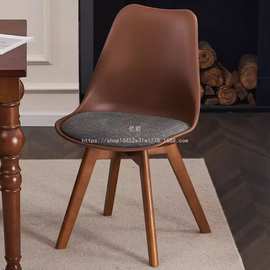 实木布艺家用餐椅靠背椅卧室电脑椅化妆椅简约北欧风洽谈会议椅