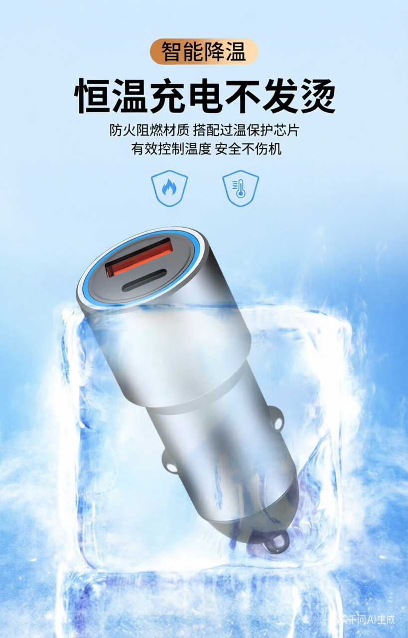 Car Charger Pd20W Super Fast Charging Metal Body Dual-Port Flash Charging with Led Ambient Light Car Charger