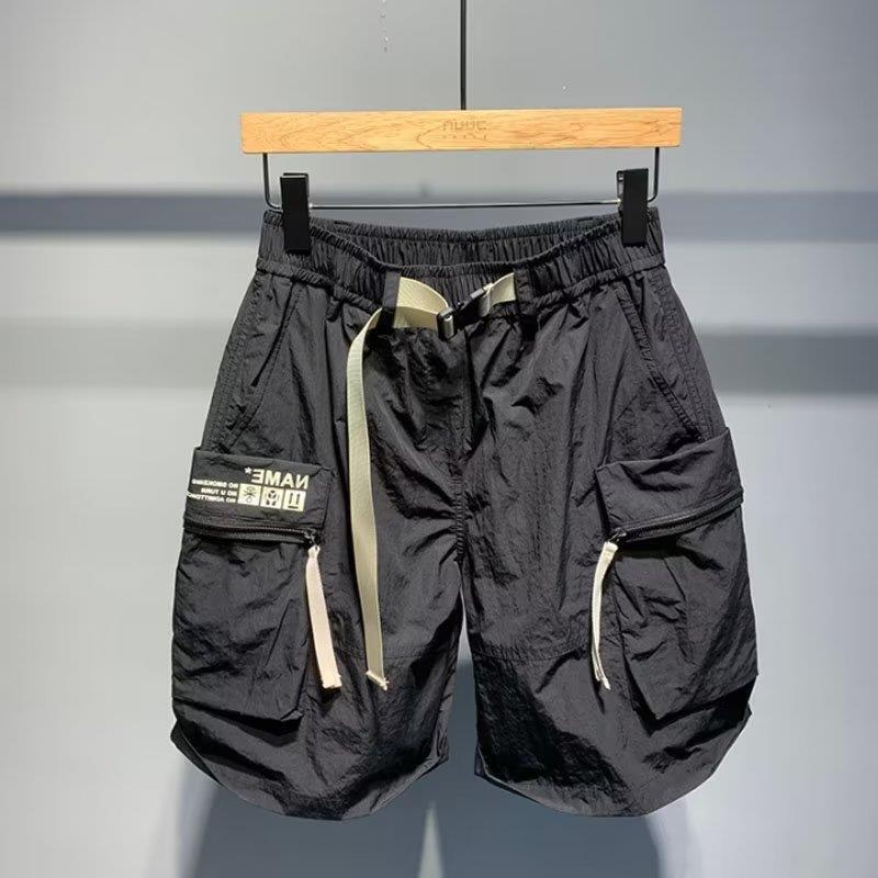 Men's Shorts 2025 Spliced ​​Printed Versatile Loose Lace-Up Casual Pants Summer Trendy Men's Personalized Cargo Shorts