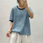 圆领短袖碎花薄款针织衫