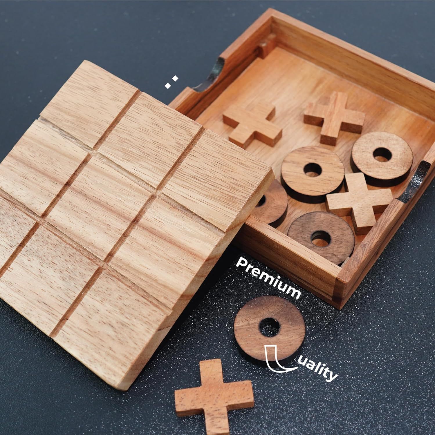 Wooden Tic Tac Toe Coffee Table Decor Brain Teasers Puzzle Unique…
