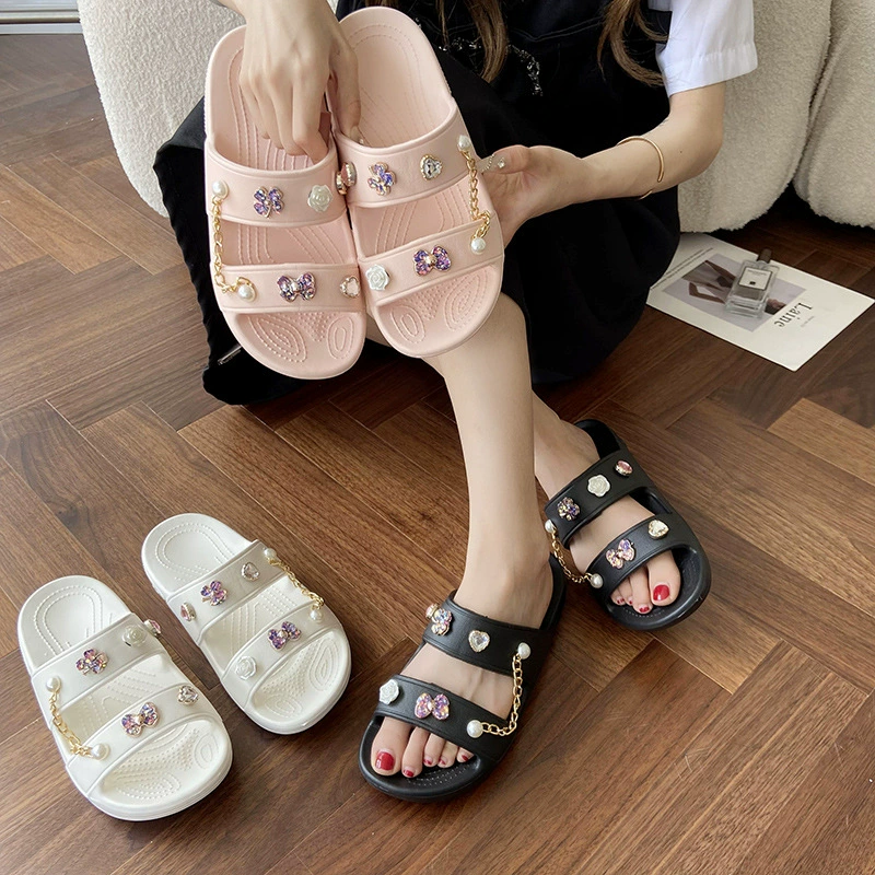 2023 новые модные удобные Мультяшные тапочки DIY обувь с открытым носком из ЭВА с отверстиями Женская Внешняя торговля трансграничная Горячая садовая обувь