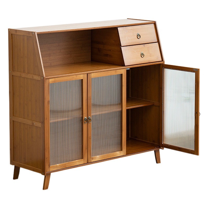 Nordic Kitchen Sideboard Storage Cabinet Multi-Functional Floor-Standing Multi-Layer Home Living Room Simple Light Luxury Solid Wood Tea Cabinet