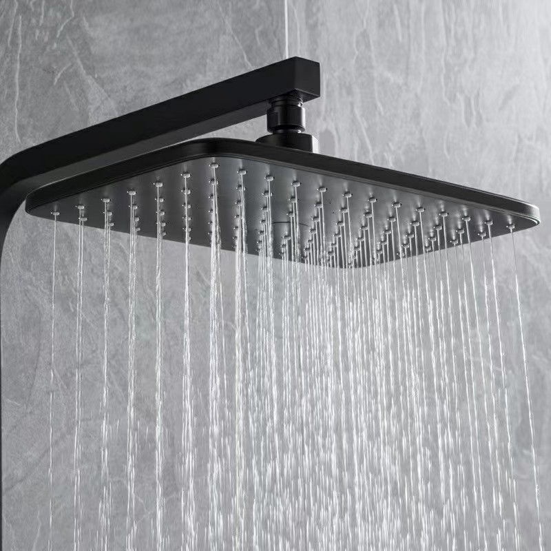 Ducha de piano negro europeo conjunto de ducha de cobre presurizado doméstico llave de grifo multifunción