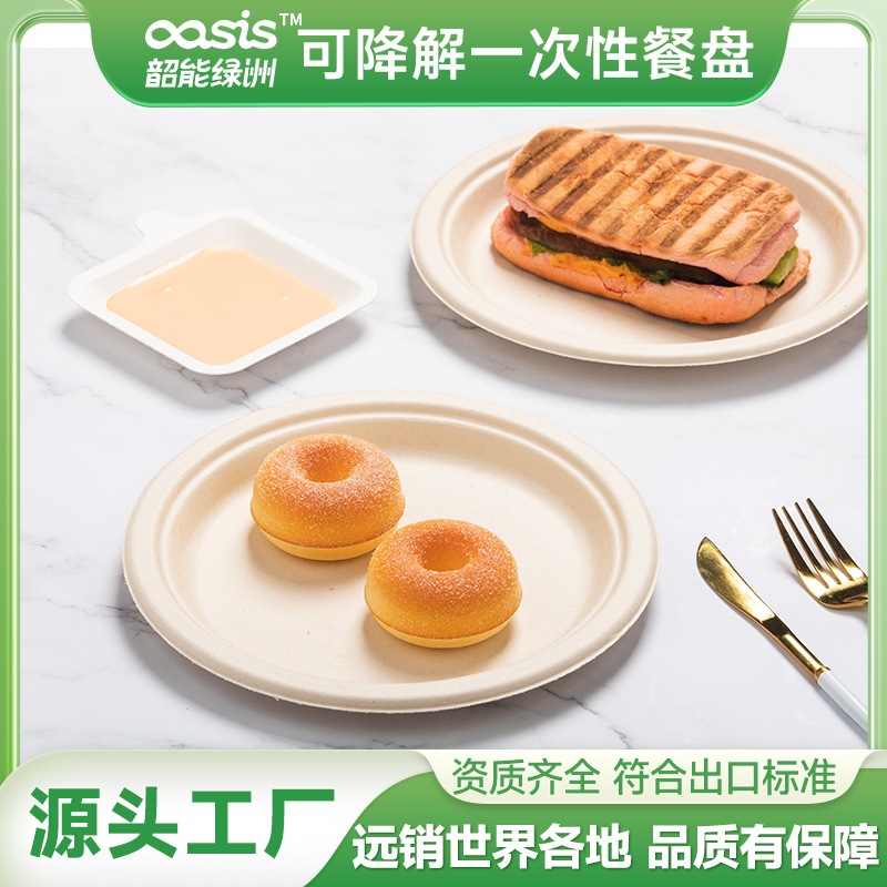 Fábrica verde al por mayor Pulpa de bagazo Pulpa de bambú disco de 9 pulgadas ecológico vajilla desechable degradable compostable