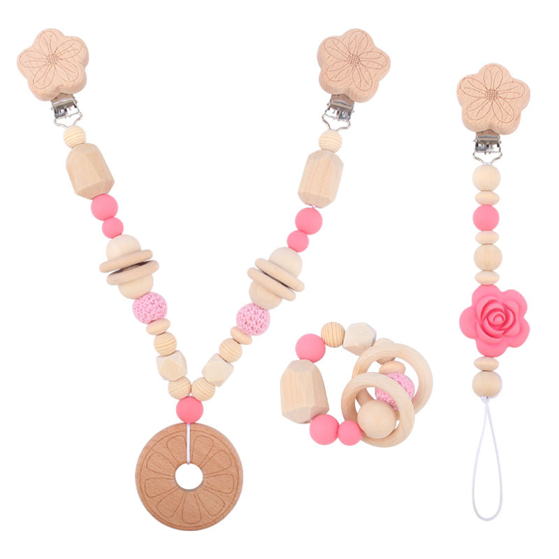 Nueva Rose chupete Cadena de cochecito para niños cadena colgante decorativo dibujos animados molar juguete teether pulsera Accesorios