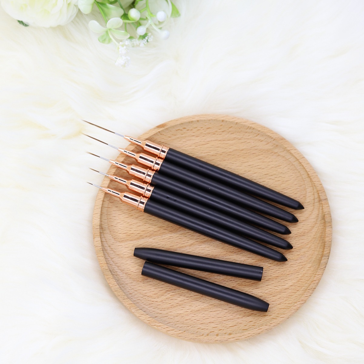 Tubo vacío de estilo japonés pluma de dibujo traje de cepillo de uñas 5 piezas de pintura flor pintada punta cepillada pluma de flores para salón de uñas