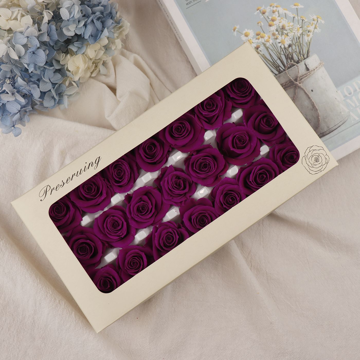 Clase B Flor eterna Rosa 2 3cm Día de San Valentín chino Flor eterna al por mayor DIY Yunnan 520 Regalo del día de la madre