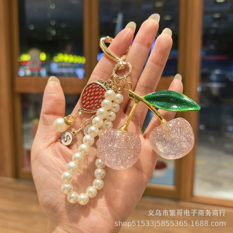 厂家直销樱桃包包挂件车厘子钥匙扣创意汽车装饰钥匙扣跨境批发女|undefined