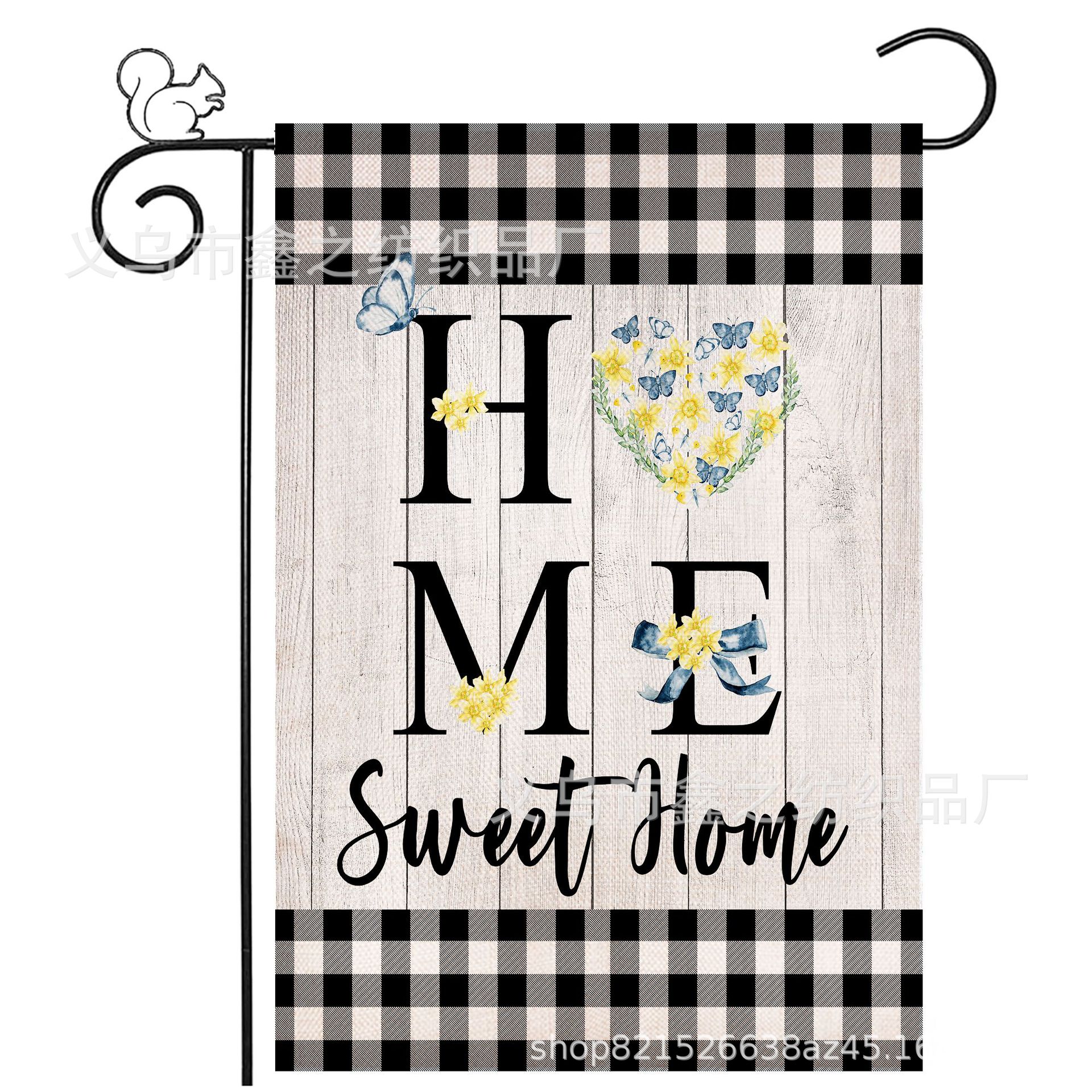 亚马逊新款HOME花园旗sweet home双面印花庭院户外装饰双面花园旗